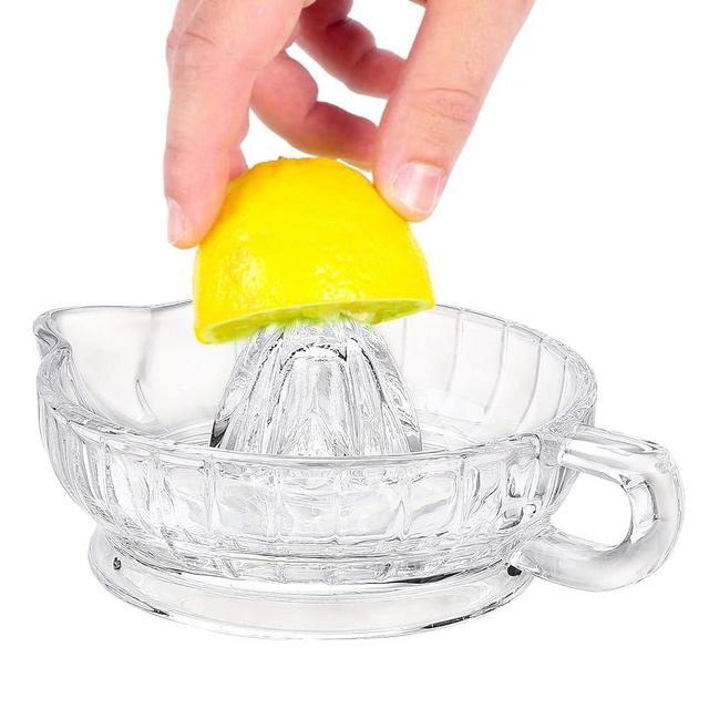 YGHQAP Glass Lemon Squeezer Manual Citrus Juicer with Handle and Pour Spout Clear Hand Press Juicer Manual Hand Squeezer for Fresh Fruit Juice Orange