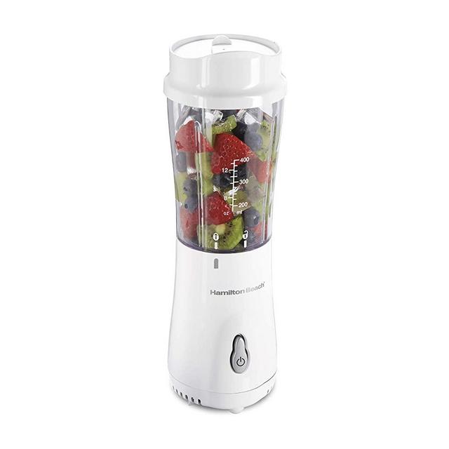 Hamilton Beach Personal Blender for Shakes and Smoothies with 14oz Travel Cup and Lid, White (51101V)