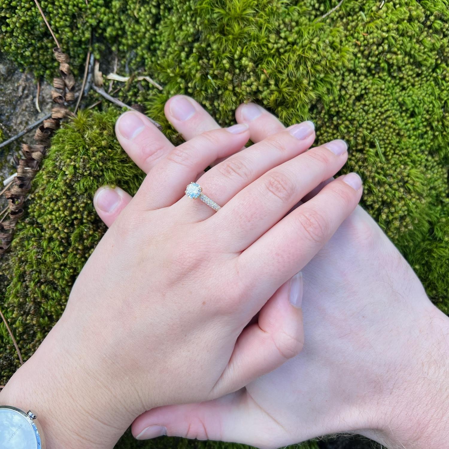 Engaged! On top of Storm King Mountain