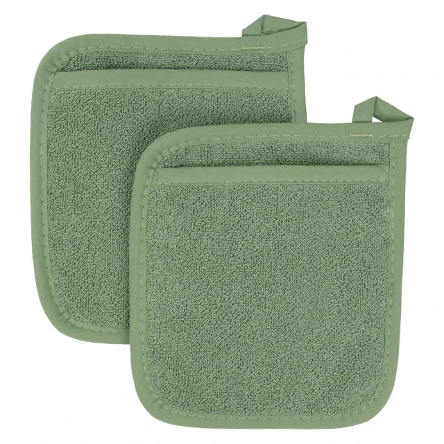 John Ritzenthaler Co. Terry Pocket Mitt Pot Holder, Set of Two, Juniper
