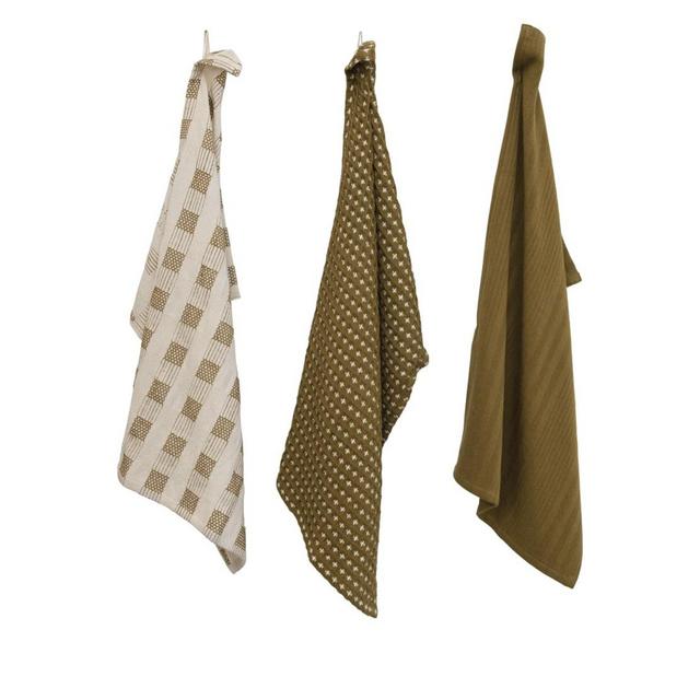 Creative Co-Op Woven Cotton Dish Cloths, Color: Olive Green