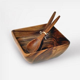 Square Bowl with Salad Servers