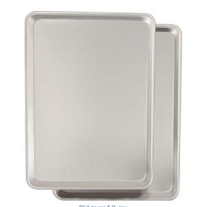 Commercial Quality Baking Sheet Pan Set, Natural Aluminum Cookie Sheet, Umite Chef Warp Resistant Baker's Half Sheet Pan, Large Thick Cookie Tray Pans for Baking, Roasting(2 Pack, 18X13In)
