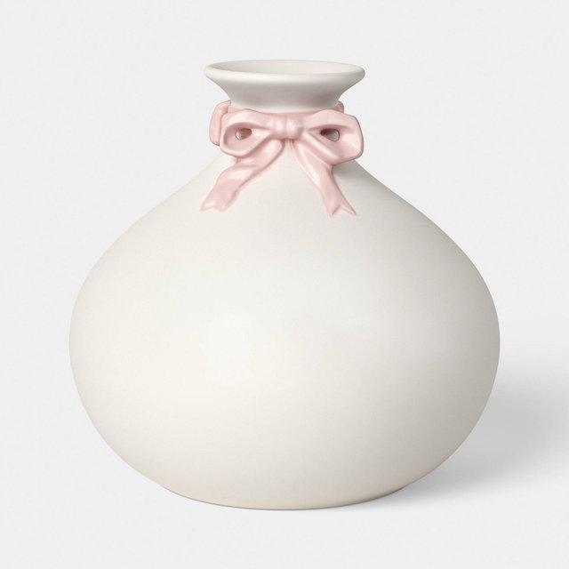 White Vase with Pink Bow - Room Essentials™