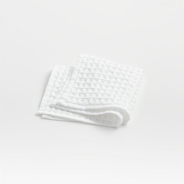 Organic Cotton Waffle White Washcloth