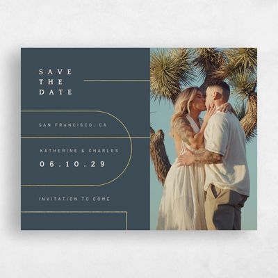 Navy Blue Wedding Save the Date - Corwin Photo Foil