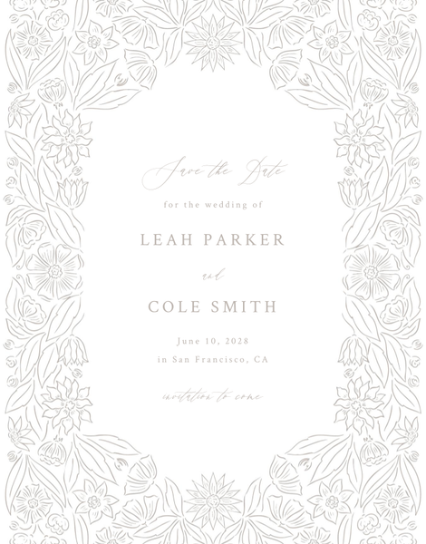 Juliet Portrait Letterpress | Oatmeal | Zola Save The Dates