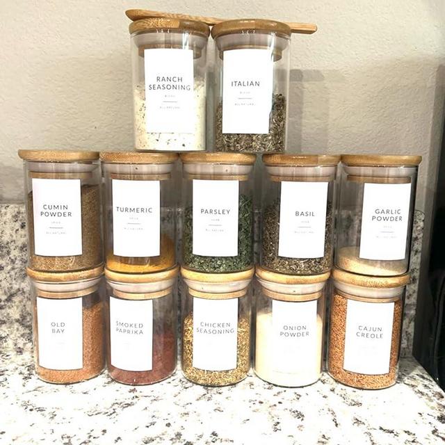 SAVVY & SORTED Minimalist Spice Labels for Spice Jars - 146 Spice Jar Labels Stickers for Containers - Spice Labels Stickers Preprinted - Spice Organizing Labels Herb Seasoning Kitchen Pantry Labels