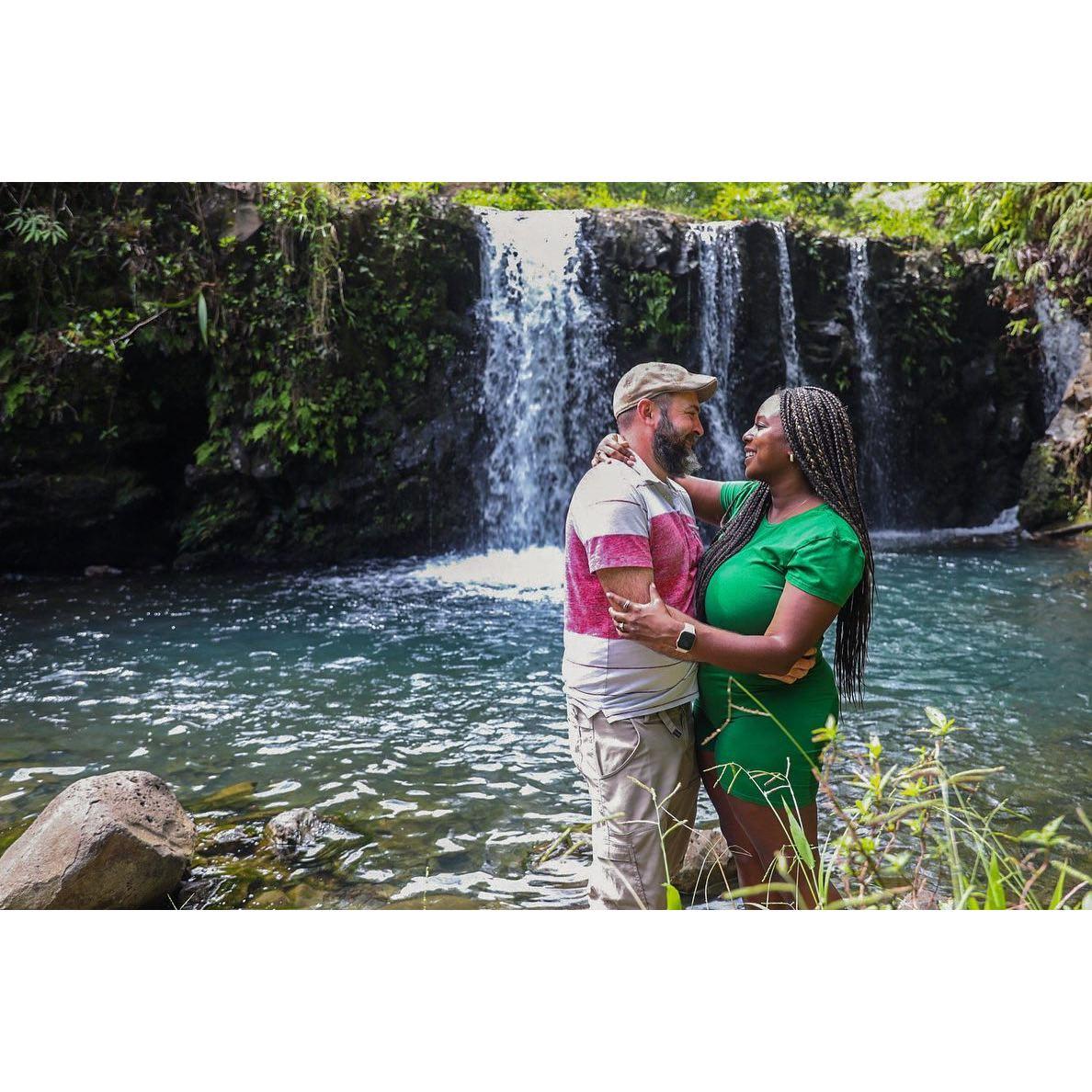 The day after our engagement, a wedding photographer offered to take our photo during a hike on Maui