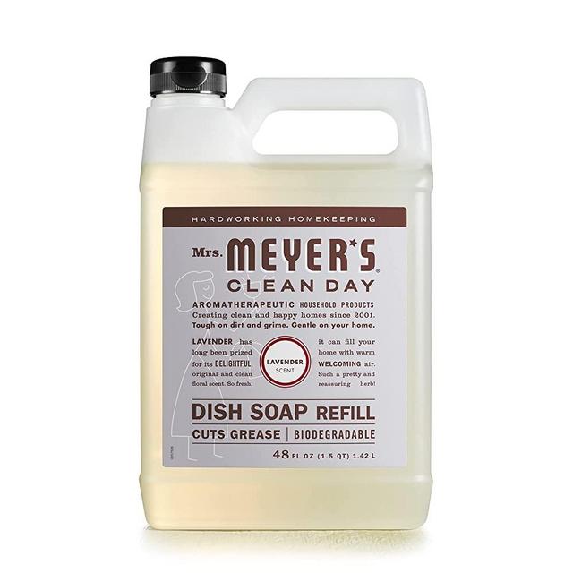 Mrs. Meyer's Clean Day Dishwashing Liquid Dish Soap Refill, Cruelty Free Formula, Lavender Scent, 48 oz