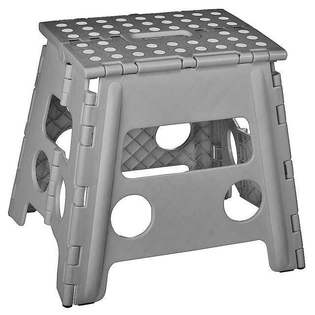 Folding Step Stool, 13 Inch - Anti-Skid Step Stool is Sturdy to Support Adults and Safe Enough for Kids. Opens Easy with One Flip. Great for Kitchen, Bathroom, Bedroom, Kids or Adults. (Grey)
