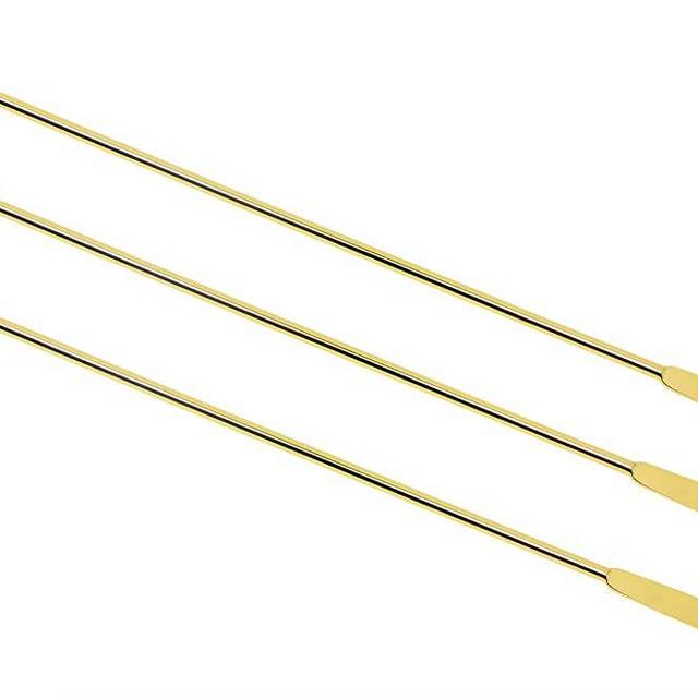 Mini Skater 3 Pcs 7.4 Inch Coffee Stir Sticks Gold Stainless Steel Reusable Long Swizzle Cocktail Stirrers for Beverage Office Home Milk Juices Drink Chocolate