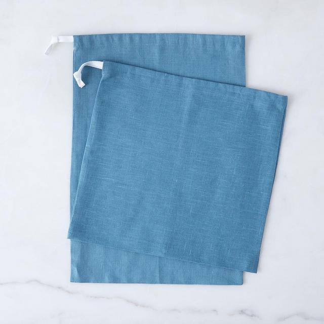 Nordic Blue Linen Bread Bags (Set of 2)