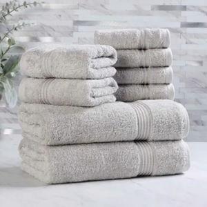 Superior Heritage Egyptian Cotton Absorbent 8-Piece Towel Set (Silver)