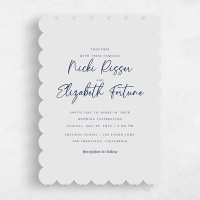 Grey Scalloped Wedding Invitation - Mondelli Classic