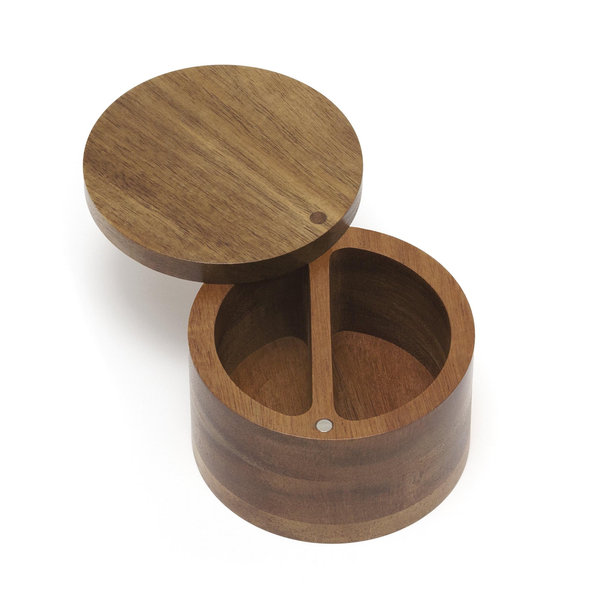 Lipper International Acacia Wood Divided Spice Box with Swivel Cover