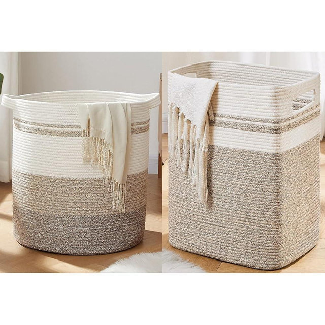 OIAHOMY 80L Laundry Baskets Hamper with Handles Laundry Hamper-Laundry Basket,Tall Cotton Storage Basket