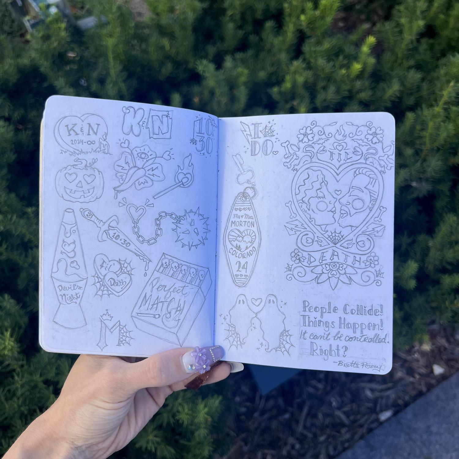 Elopement announcement sticker sheet sketches