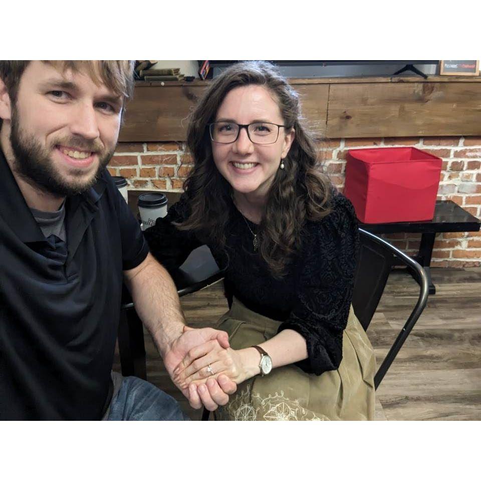 Right after we got enganged in the coffee shop /room we had our first date