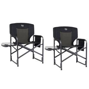 TIMBER RIDGE Lightweight Oversized Camping Chair, Portable Aluminum Directors Chair with Side Table Detachable Side Pocket for Outdoor Camping, Lawn, Picnic, Support 400lbs Black 2 Pack