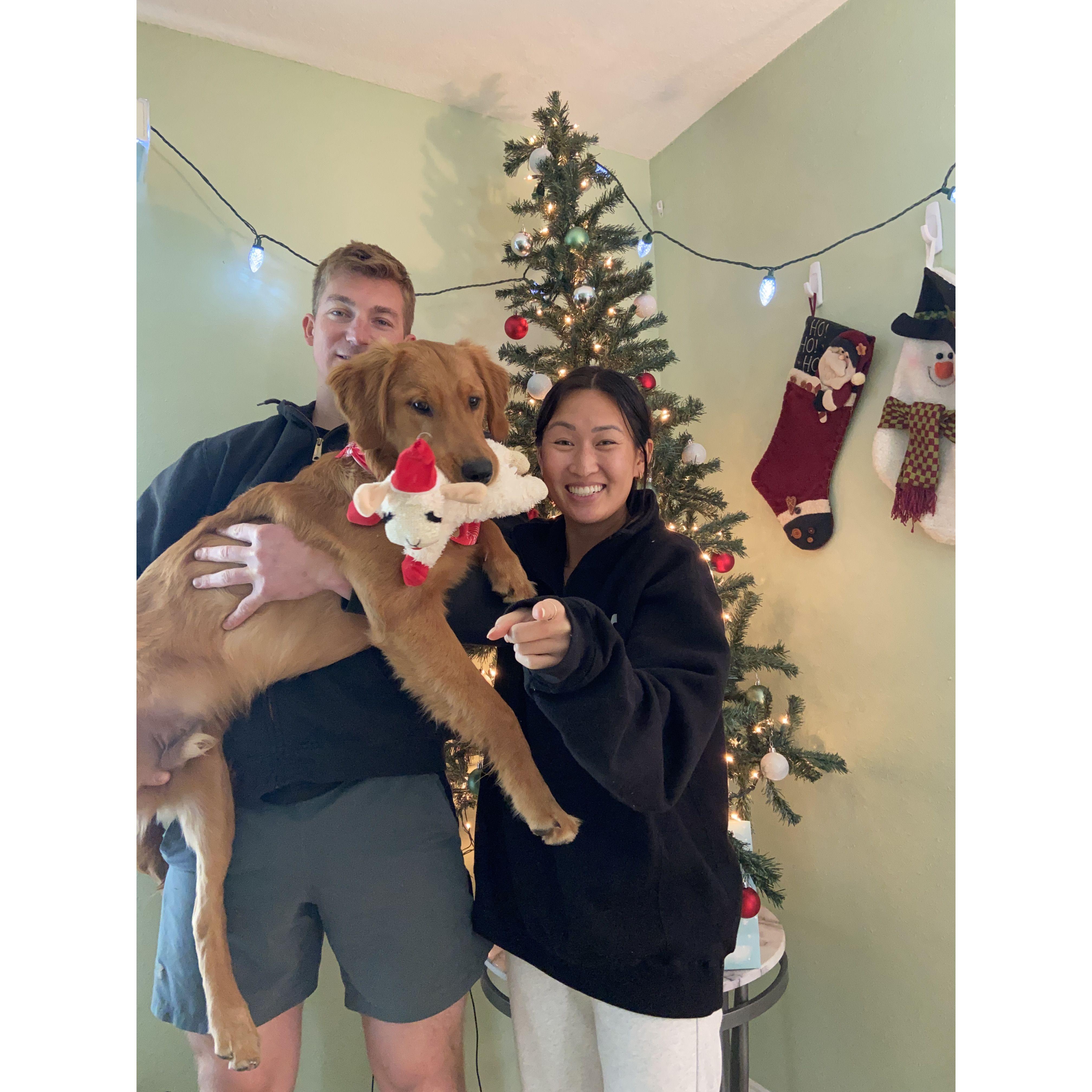 December 2022: Our first unofficial holiday card from Florida! Shoutout to Dollar Tree for the decorations.