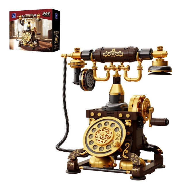 PANTASY Retro Phone Building Blocks Set for Adults, Vintage DIY Telephone Model Kit with Realistic Design, Creative Home Decor Gift, Ideal Gifts for Collectors & Hobbyists