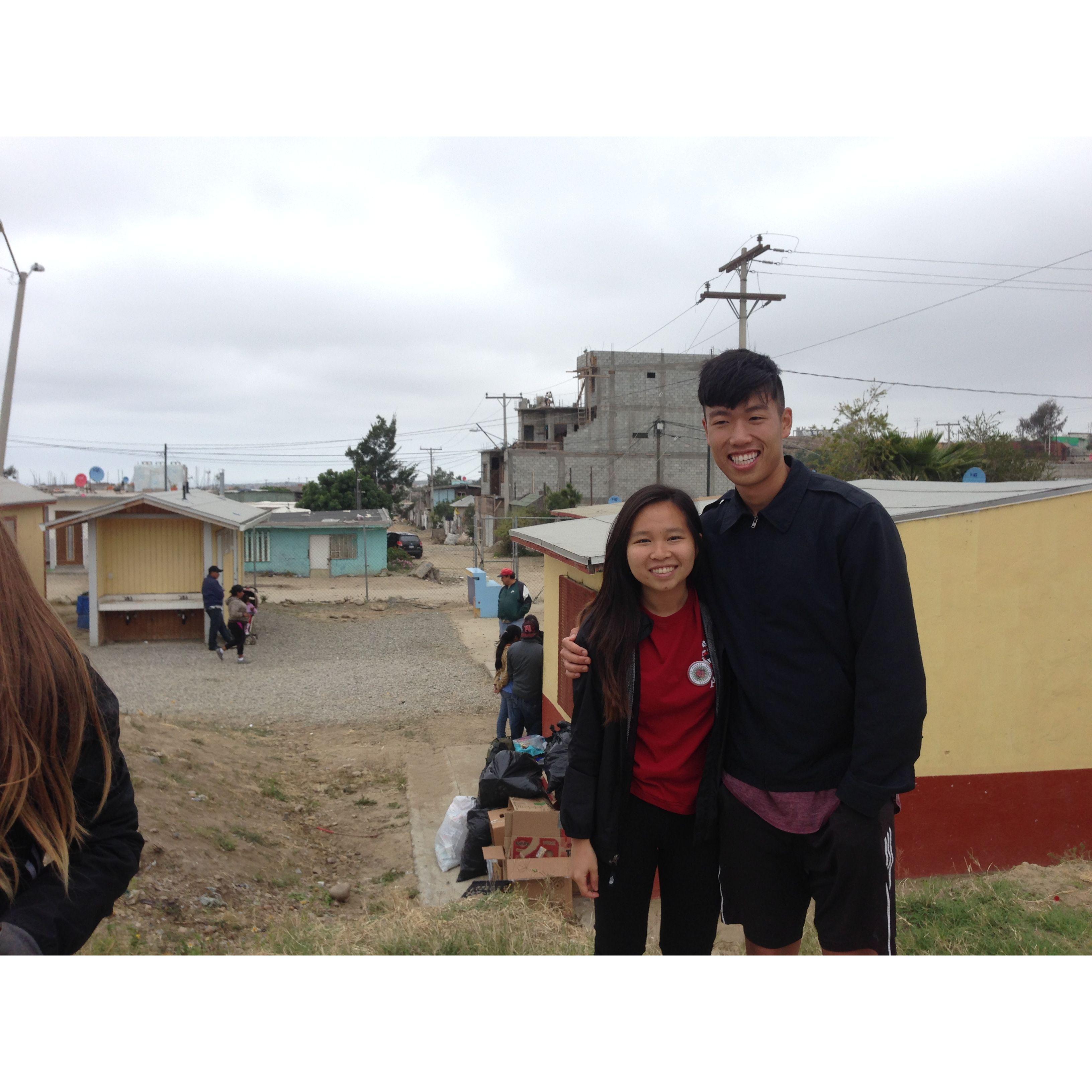 Back in 2016, us on a volunteering trip just before we started dating!