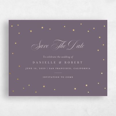 Dusty Purple Wedding Save the Date - Emery Landscape Foil