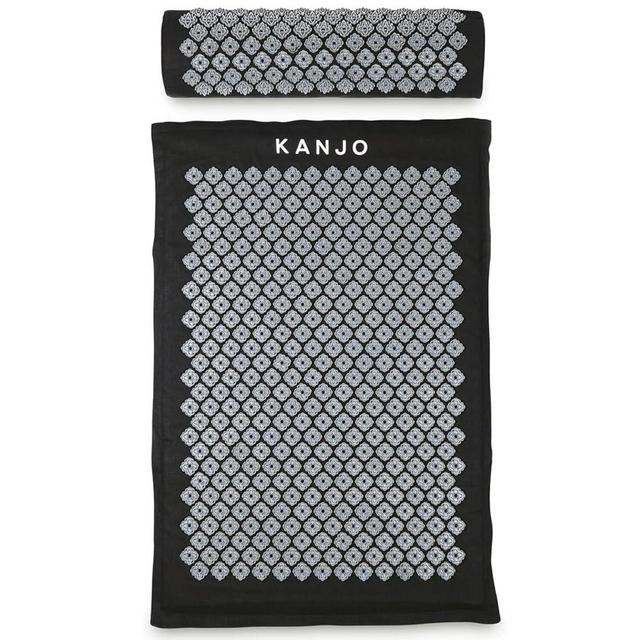 Kanjo Acupressure Mat and Pillow Set for Back Pain Relief & Neck Pain Relief, with Pressure Points for Muscle Pain Relief with Travel Bag - Black XL