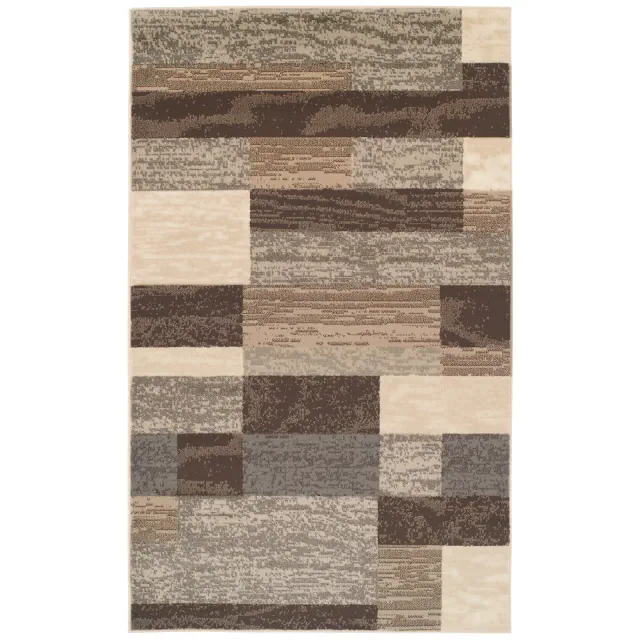 Contemporary Patchwork Geometric Indoor Area Rug, 8'x10', Slate - Blue Nile Mills