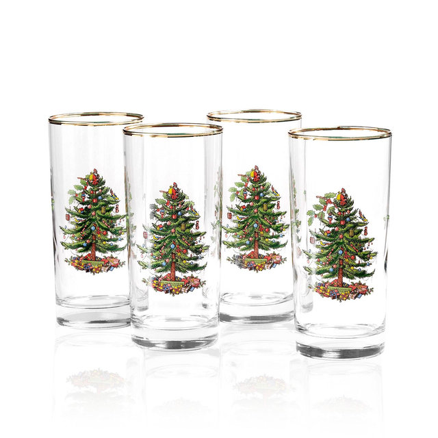 Spode Christmas Tree Glassware Highball Glass, Set of 4