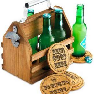 Studio Mercantile Wood Bottle Caddy & Opener