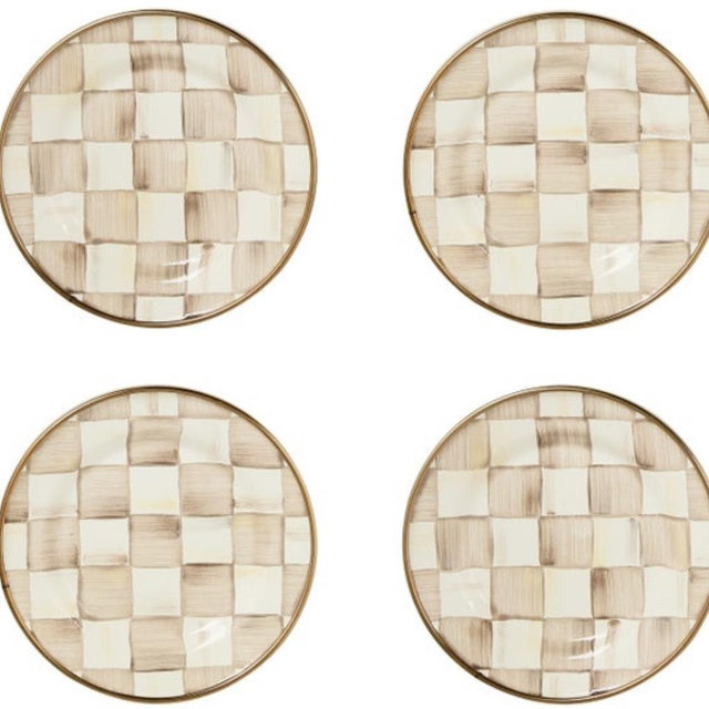 Sterling Check Appetizer Plates, Set of 4 - Mocha Check