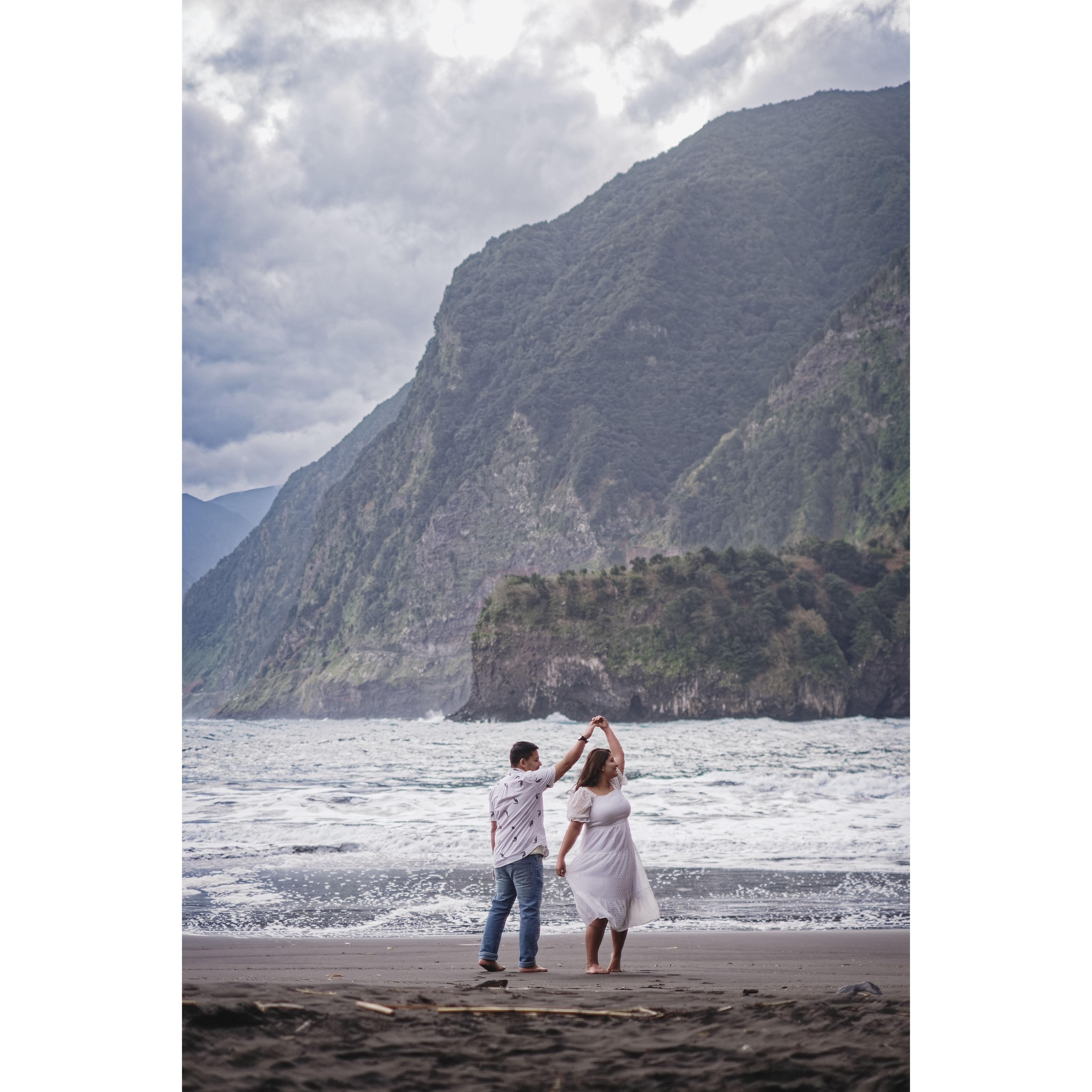 Right before the waves almost swept us away into the ocean.