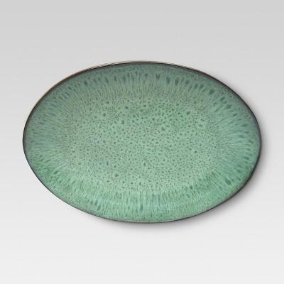 Belmont Round Serving Platter 12.5x9in Stoneware Green - Threshold™