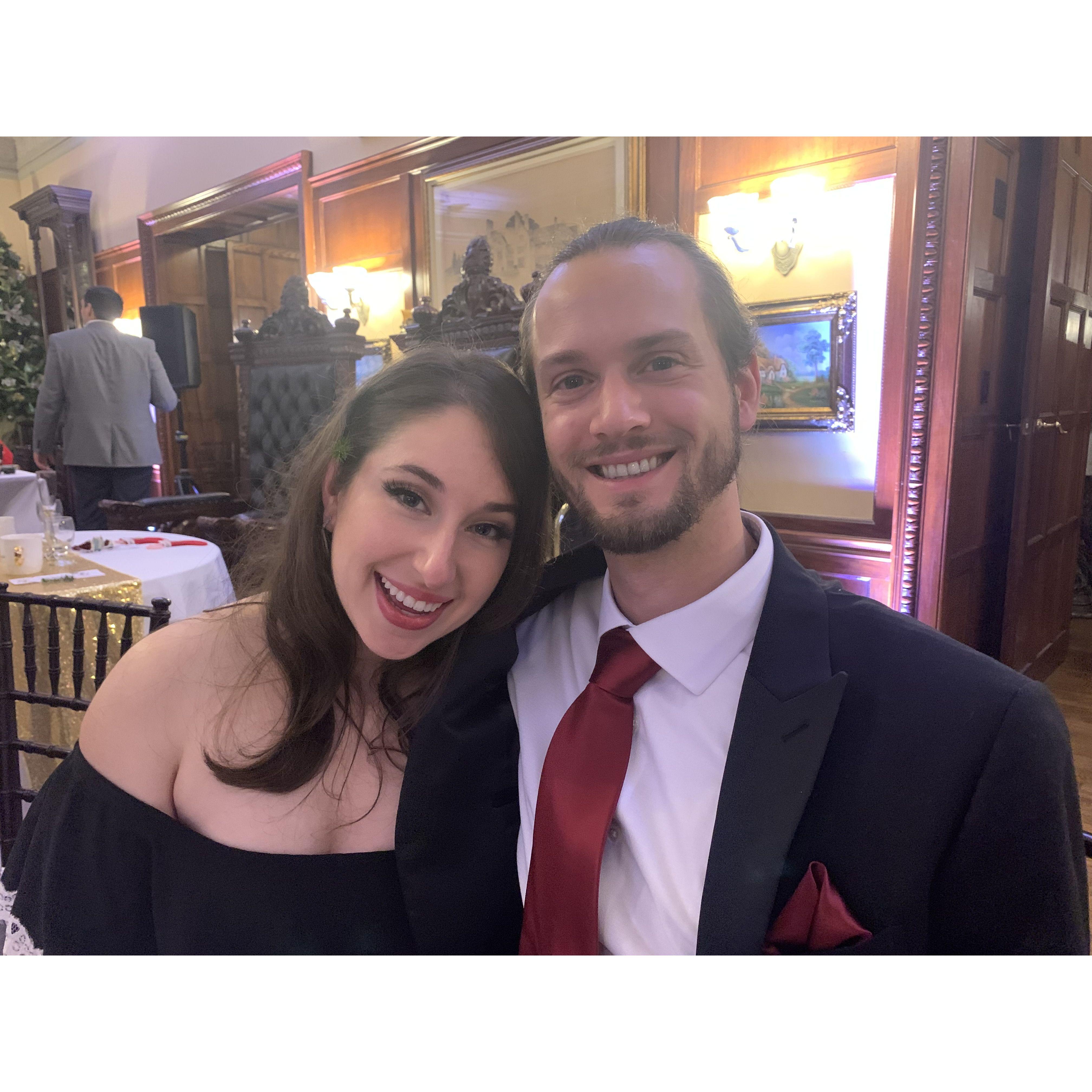 Couple photo at Bob McKellar and Rachel Leggett's wedding in December 2021 at the Thornton Castle in Tacoma
