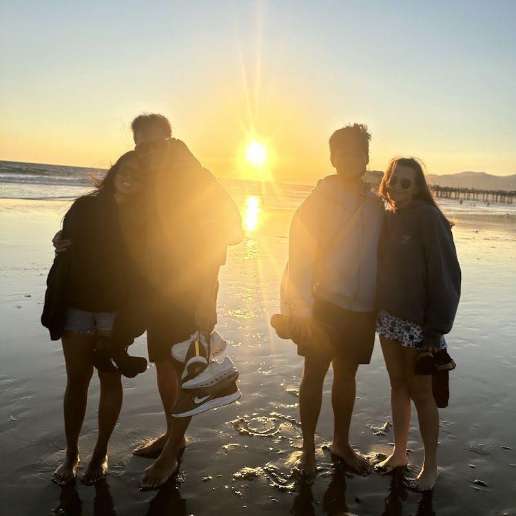 On the beach at Santa Monica with Yehuda's family