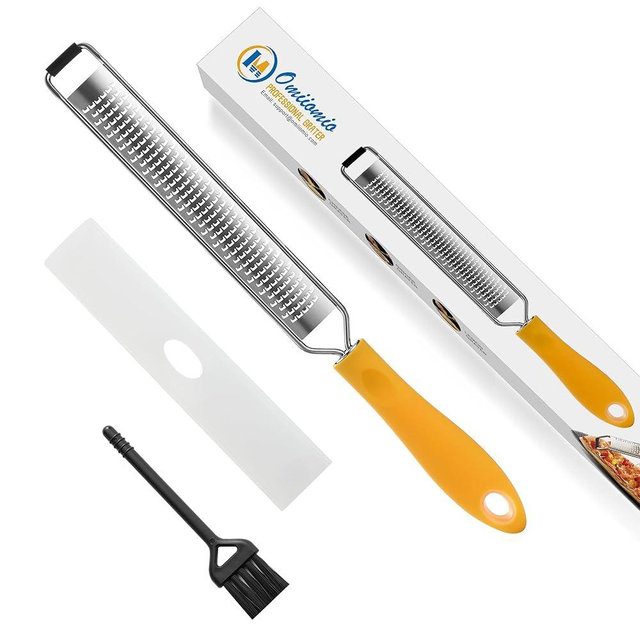 OIM Omiiomio Lemon Zester & Heavy Duty Cheese Grater & Vegetable Grater — Parmesan Cheese Lemon, Garlic, Nutmeg, Chocolate, Fruits, Vegetables, Ginger Grater - Cheese Shredder & Stainless Steel Grater