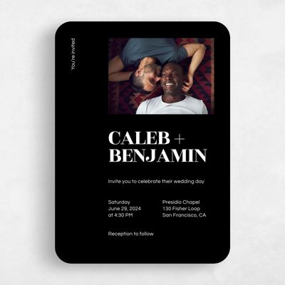 Black Rounded Wedding Invitation - Melvine Photo
