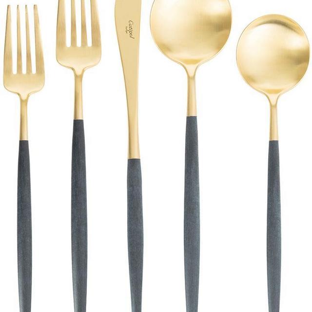 Goa Cutlery - Brushed Gold and Blue Handle - 5pc Set