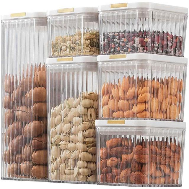 UNIKON Food Storage Containers Airtight Plastic Canisters, 4 PC Set Food Canisters for Kitchen Pantry Organization and Storage (White, 6PCS)