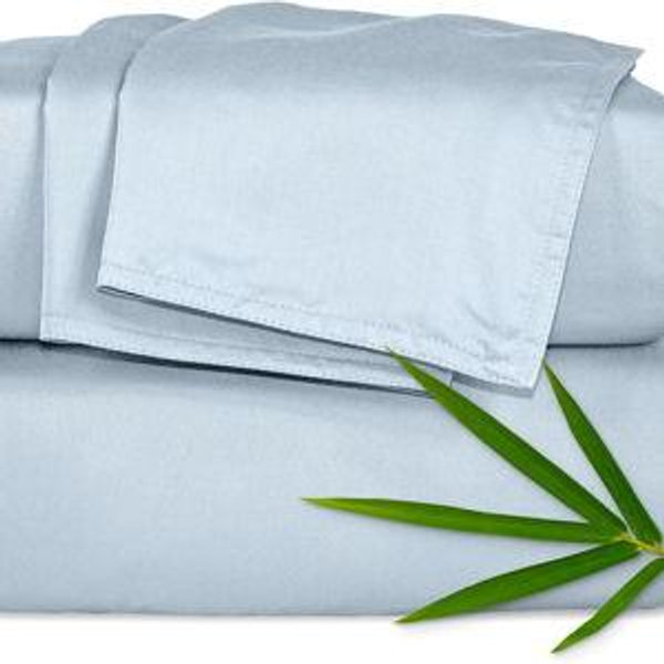 Pure Bamboo King Sheets, Genuine 100% Organic Viscose Derived from Bamboo Bed Sheet Set, Luxuriously Soft & Cooling, Double Stitching, 2 Year Quality Promise (King, Glacier)