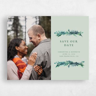 Sage, Green Wedding Save the Date - Oxley Portrait