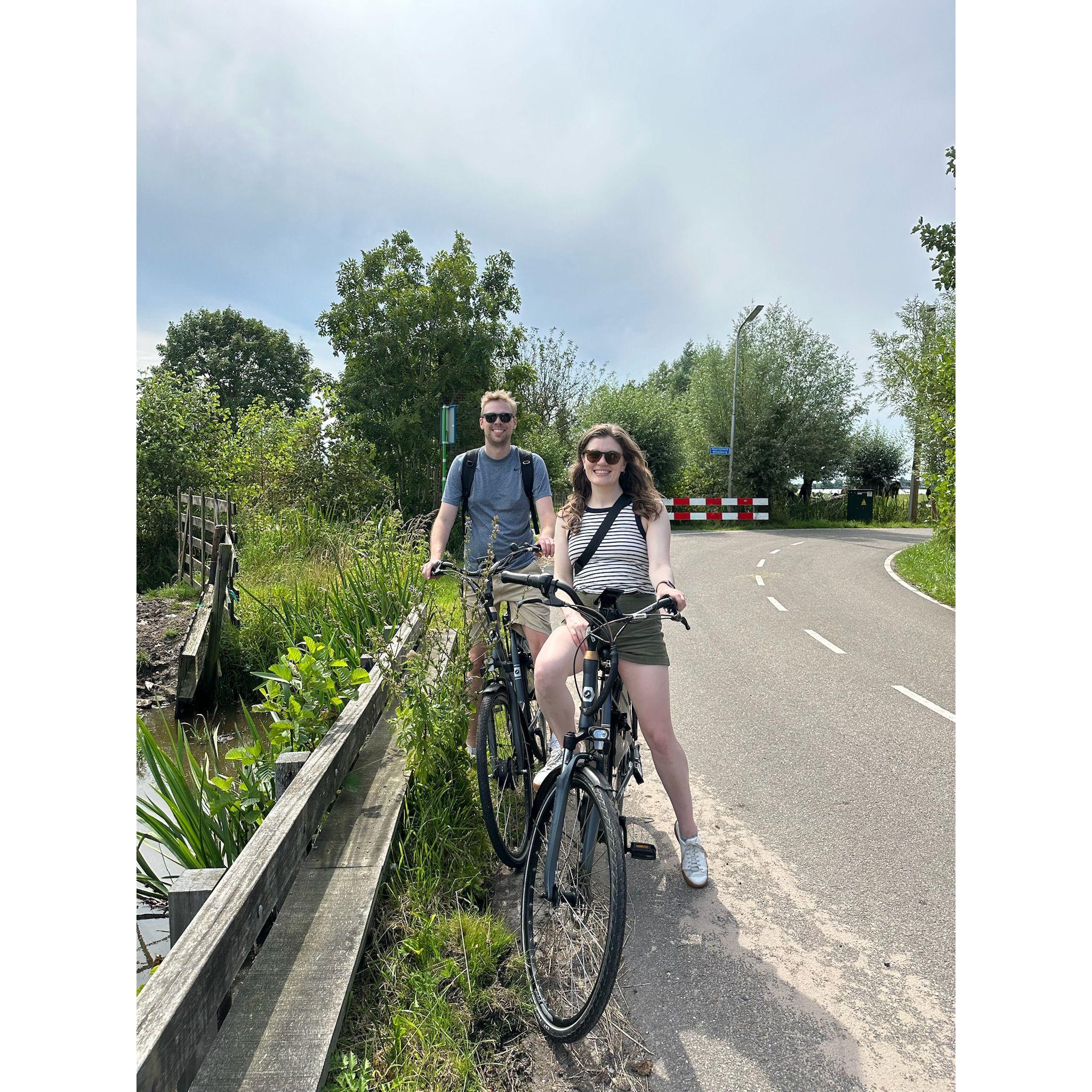Biking through the countryside in the Netherlands
