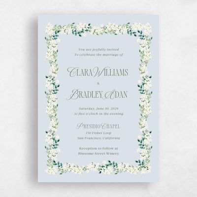 Blue Whisper Wedding Invitation - Daisi Classic