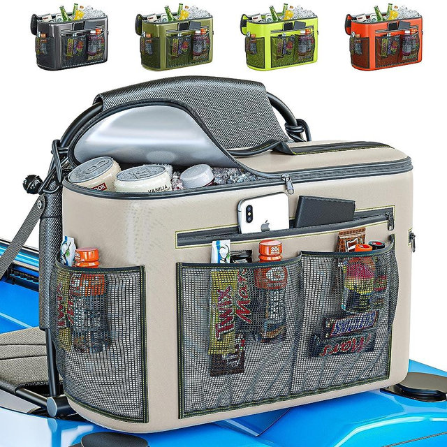 Skywin Kayak Cooler Behind Seat - Waterproof Kayak Seat Back Cooler for Kayaks - Compatible with Lawn-Chair Style Seats, Kayak Accessories Stores Drinks and Keeps Them Cool All Day Kayaking