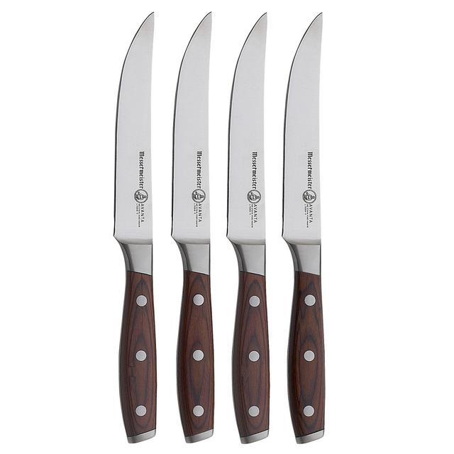 Messermeister Avanta Fine Edge Steak Knife Set, 4-Piece, Pakkawood Handle