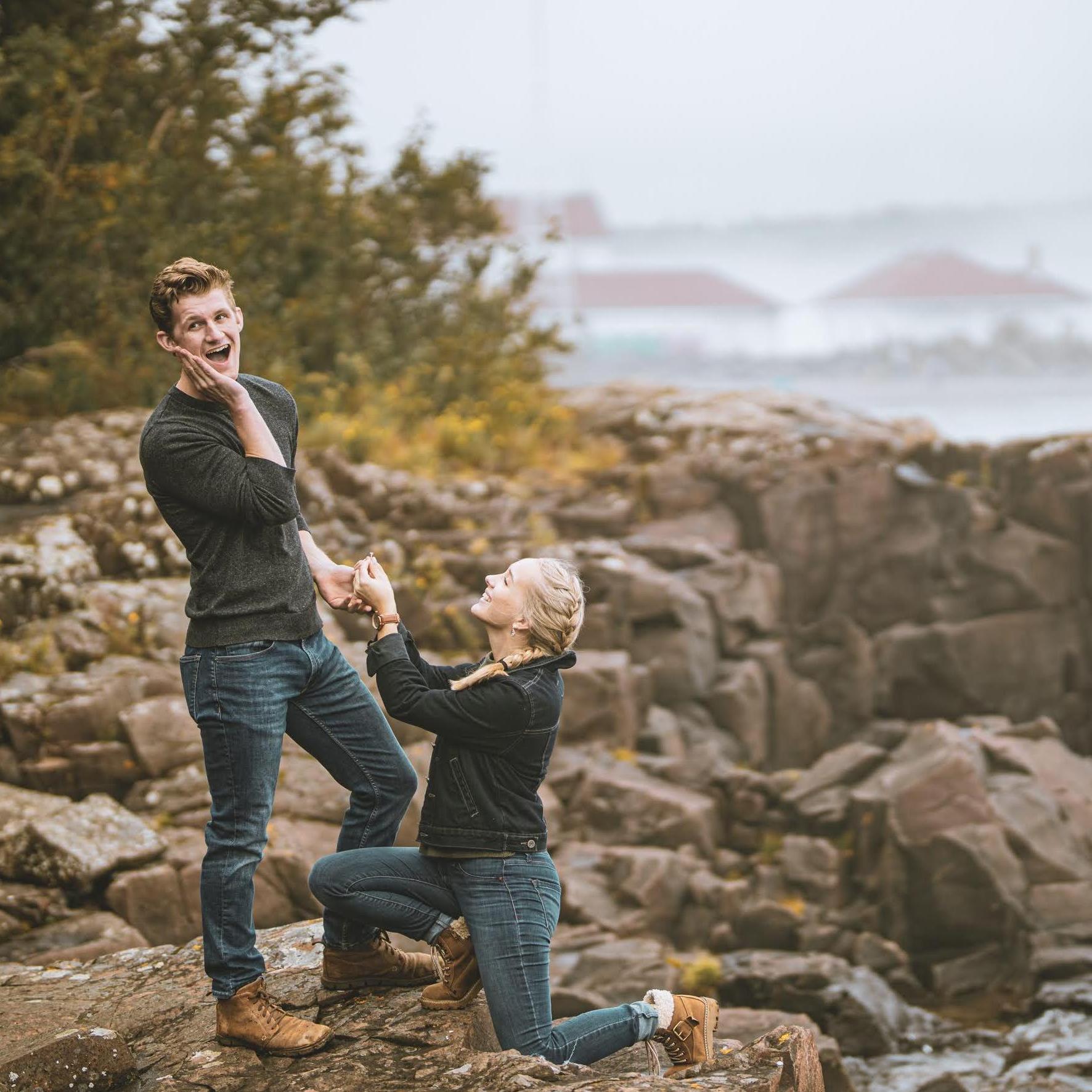 A dramatic recreation of our engagement! Done months later with roles reversed.