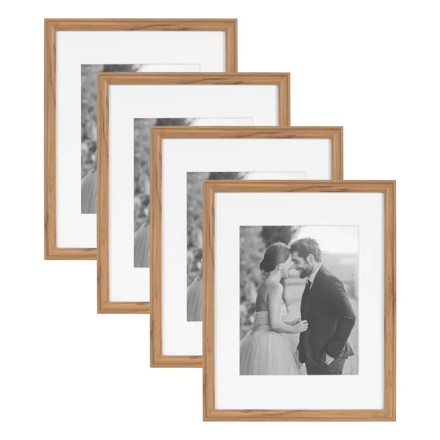 Kate & Laurel All Things Decor 11"x14" Matted to 8"x10" Adlynn Rectangle Picture Frames Brown: Wall Display