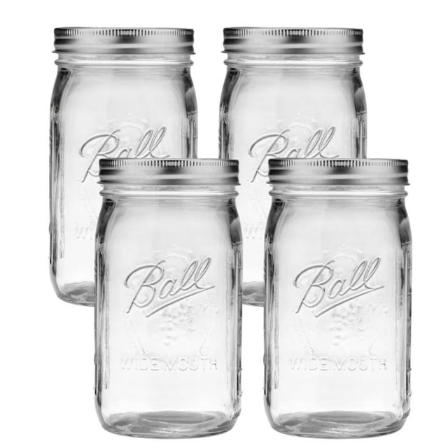 Ball Glass Mason Jars (Quart, 32 Oz, Pack of 4)